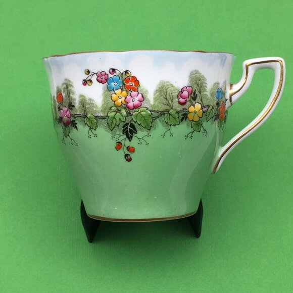 Ansley cup and saucer green bone of china made in England vintage from the 50's - Picture 6 of 6